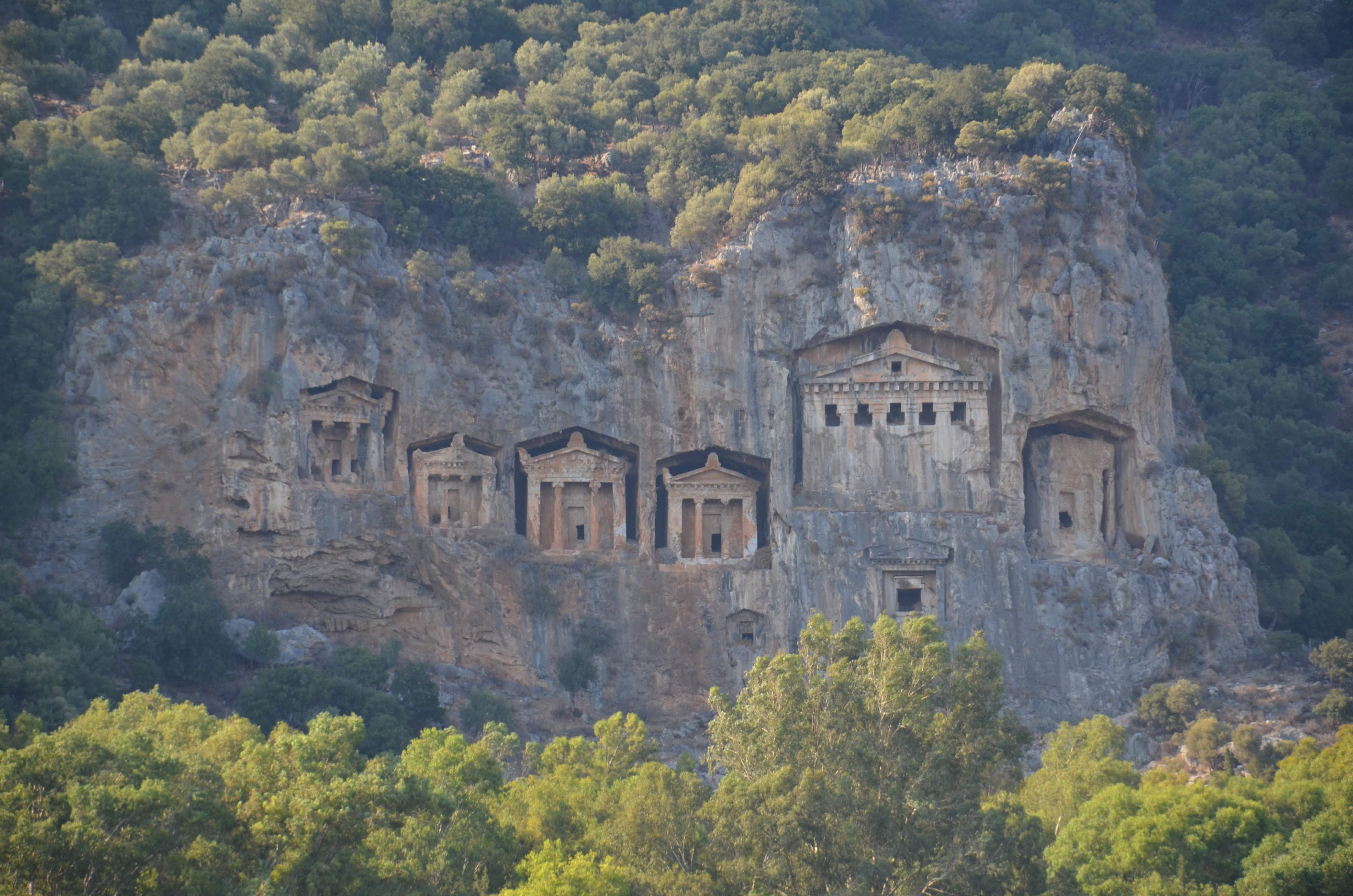Rock Tombs also known as King Tombs in Dalyan, watching from the River Boats