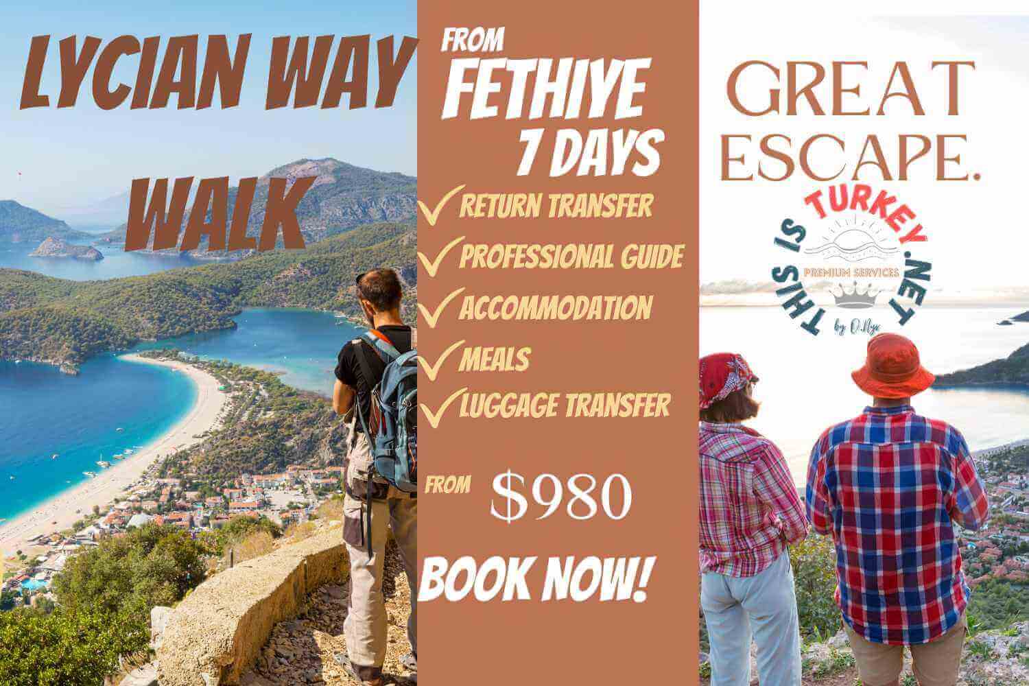 Apowerful journey to one of the world’s magnificent trails in Turkey. from 900 US Dollars Per Person Highlights Lycian Way Walking Fethiye and Oludeniz Relaxed and Chilled Regardless of the level, you are on, a casual walker or a professional one, this powerful journey will appeal to those looking for a healthier way to acknowledge grand scenery. You will walk through across flower-filled fields, pine forests and olive groves, wave to shepherds, then relax in simple, picturesque accommodation along the coast. This is an experience at its simplest and most pure. Our Lycian Trekking Excursion consists of two parts: You will witness the most beautiful archaeological sites and spectacular beauty of the landscape along the Lycian route