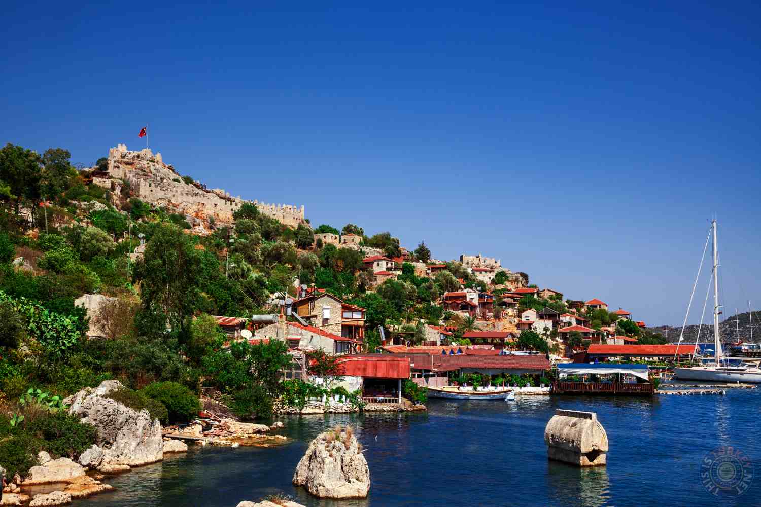 Board a glass-windowed-bottomed boat and cruise through pristine waters to reach this fascinating island. Cruise by the mysterious sunken city of Kekova, an ancient Lycia city destroyed by an earthquake. See the ruins of the city and the Simena Castle from the side of the boat and under the water through the glass bottom windows. Jump into the refreshing water for a swim.