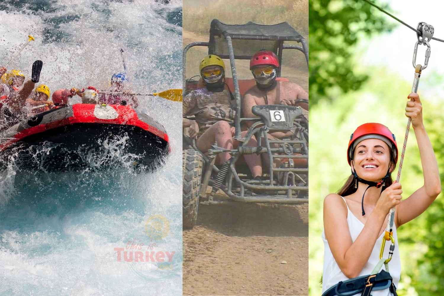 Rafting, Zip Line and Buggy ride , all in one day in Antalya. A full day Tour. Return Transfer from all hotels in Antalya - Lunch and Guides are included